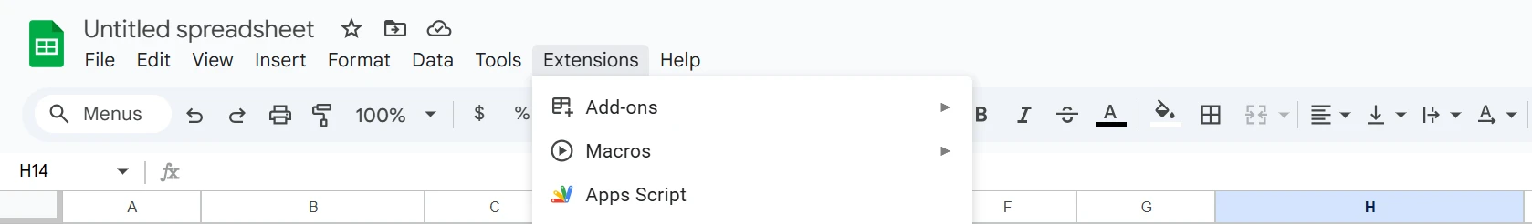 Navigate to the Apps script and write function for exchange rate data such as historical foreign exchange