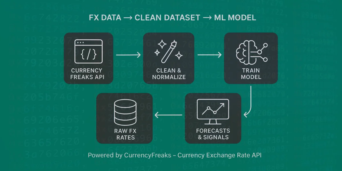 Flowchart showing the CurrencyFreaks FX data pipeline.