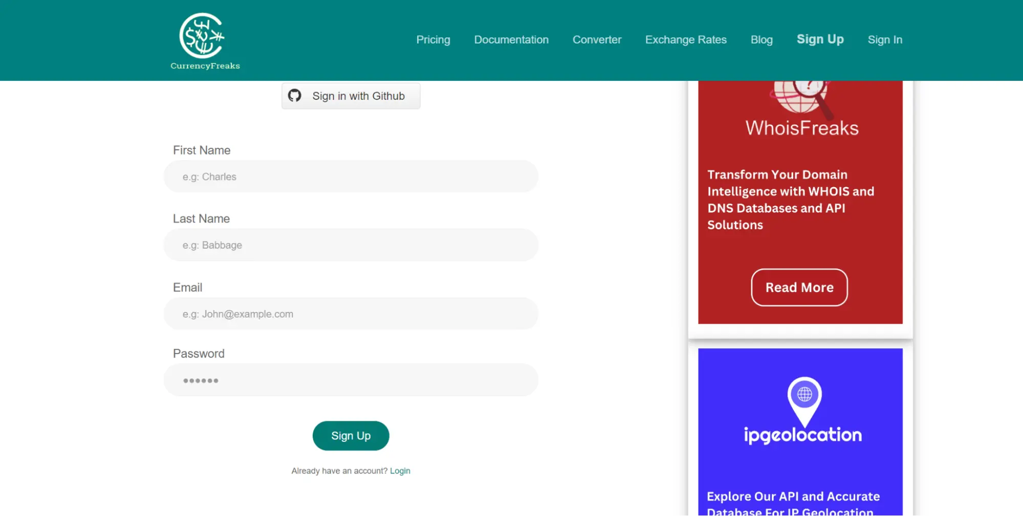 currency rates form to access historical rates api key