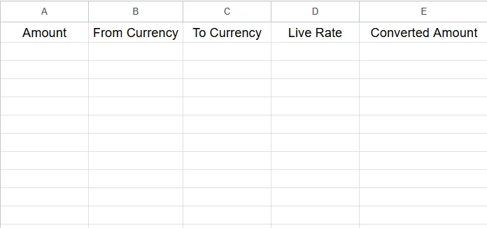 how to add real time currency converter in google sheet